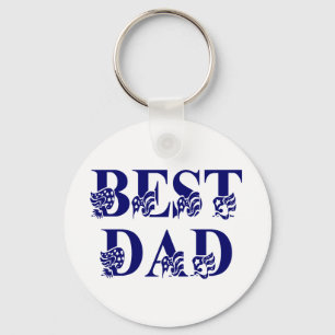 Bästa Pappa med Flaggor Blue Text Nyckelring
