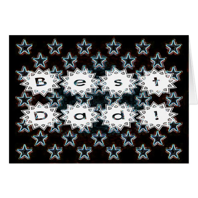 Bästa Pappa med Neon Stars Hälsningskort (Framsidan Horizontal)