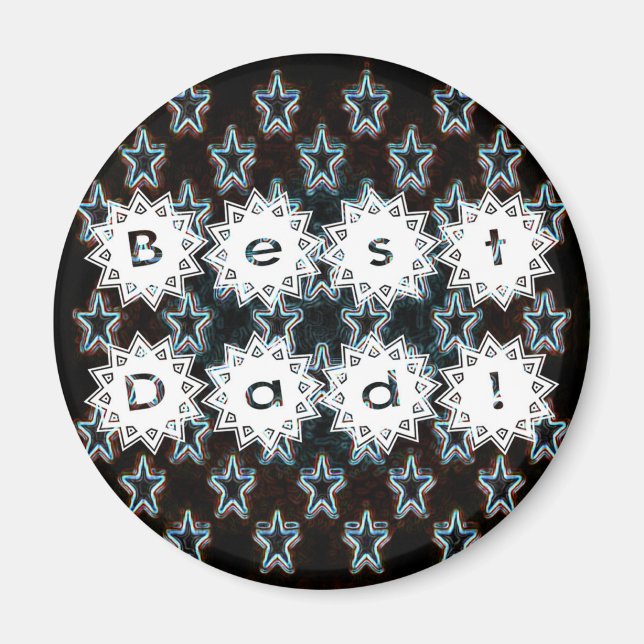 Bästa Pappa med Neon Stars Magnet (Framsidan)