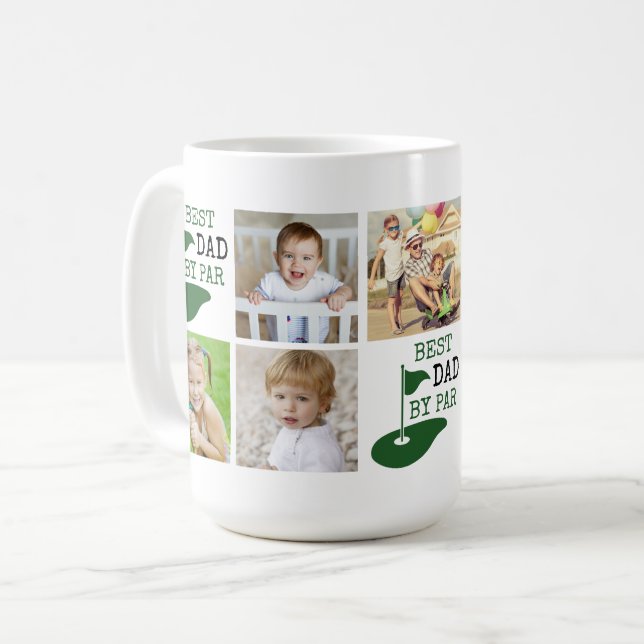 BÄSTA PAPPA MED PAR 7 Foto Collage Golfare Kaffemugg (Framsida vänster)