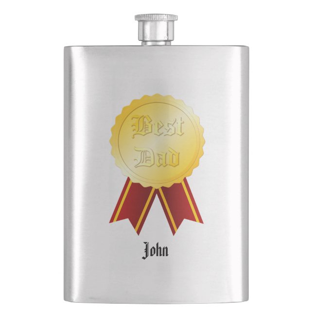 Bästa Pappa Medalj Band Fars Dag Fickplunta (Framsidan)