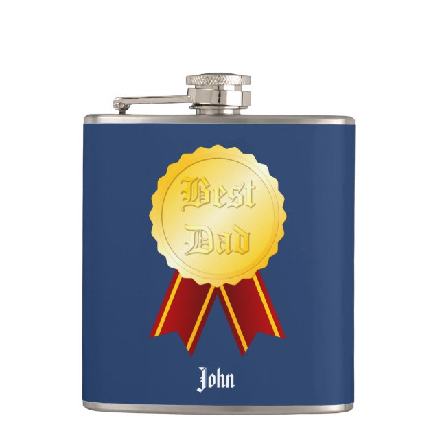 Bästa Pappa Medalj Band Fars Dag Fickplunta (Framsidan)