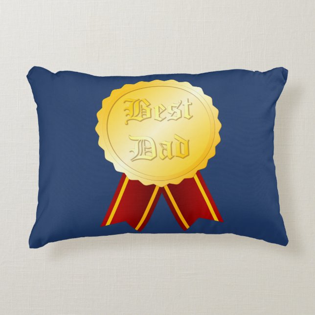 Bästa Pappa Medalj Band Fars Dag Prydnadskudde (Framsidan)