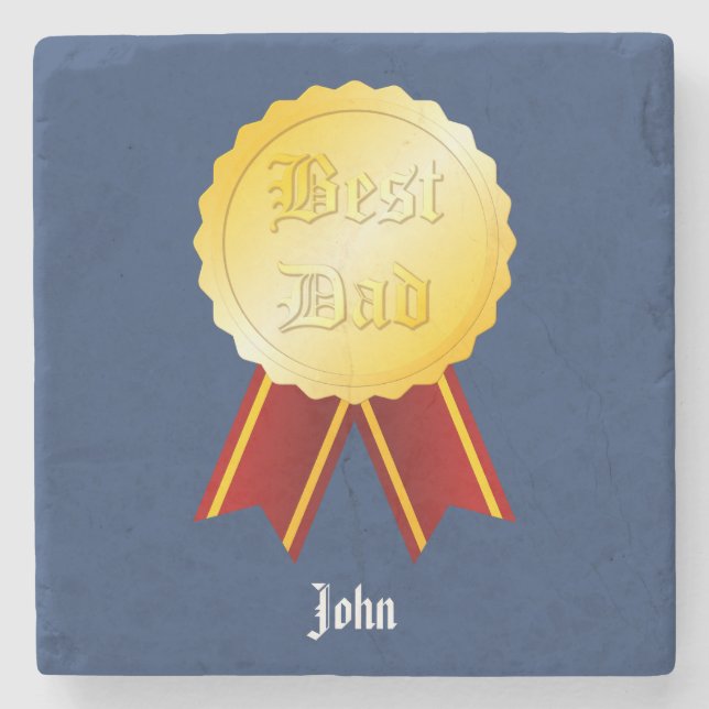 Bästa Pappa Medalj Band Fars Dag Stenunderlägg (Framsidan)