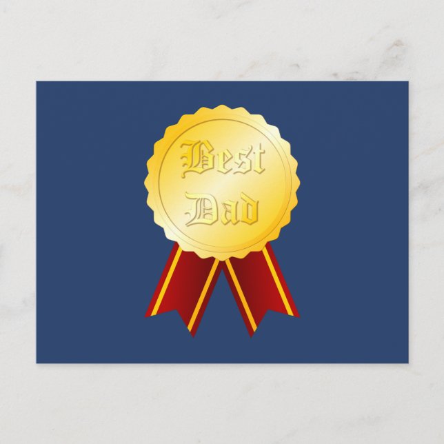 Bästa Pappa Medalj Band Fars Dag Vykort (Framsida)