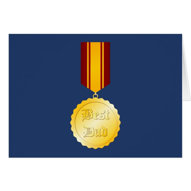 Bästa Pappa-medalj Brooch Far-dagen Hälsningskort (Framsidan Horizontal)