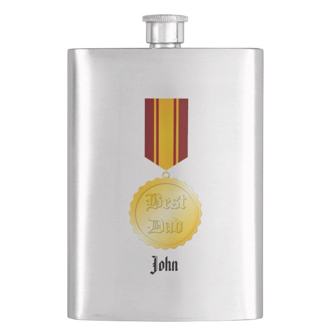 Bästa Pappa Medalj Brosch Fars Dag Fickplunta (Framsidan)