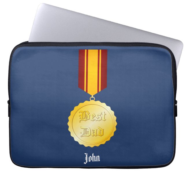 Bästa Pappa Medalj Brosch Fars Dag Laptop Fodral (Framsidan)