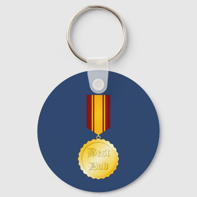 Bästa Pappa Medalj Brosch Fars Dag Nyckelring (Framsida)