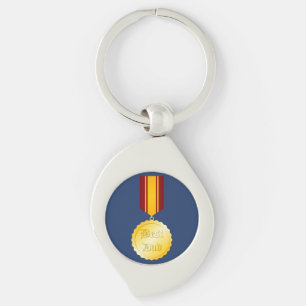 Bästa Pappa Medalj Brosch Fars Dag Swirl Silverfärgad Nyckelring