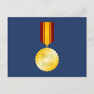 Bästa Pappa Medalj Brosch Fars Dag Vykort