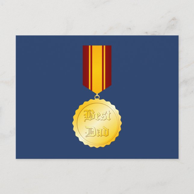 Bästa Pappa Medalj Brosch Fars Dag Vykort (Framsida)