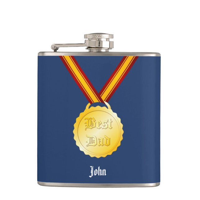 Bästa Pappa Medalj Fars Dag Fickplunta (Framsidan)