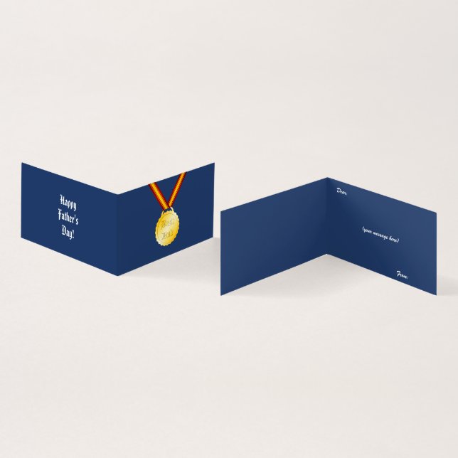 Bästa Pappa Medalj Fars Dag Kort (In- och utsida)