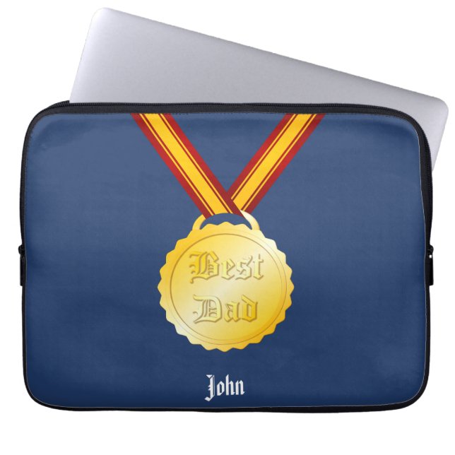 Bästa Pappa Medalj Fars Dag Laptop Fodral (Framsidan)