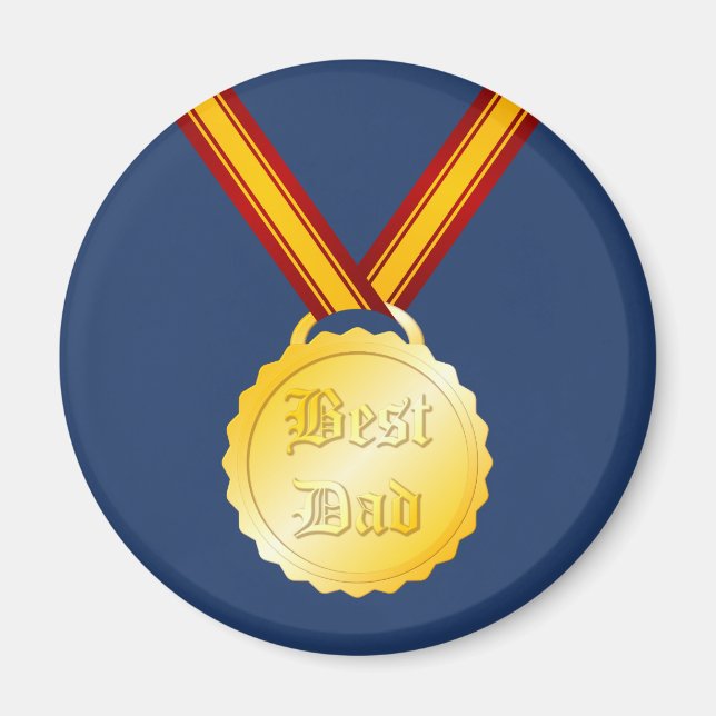 Bästa Pappa Medalj Fars Dag Magnet (Framsidan)