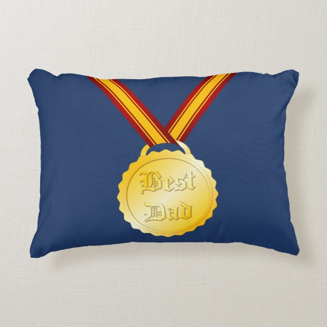 Bästa Pappa Medalj Fars Dag Prydnadskudde (Framsidan)