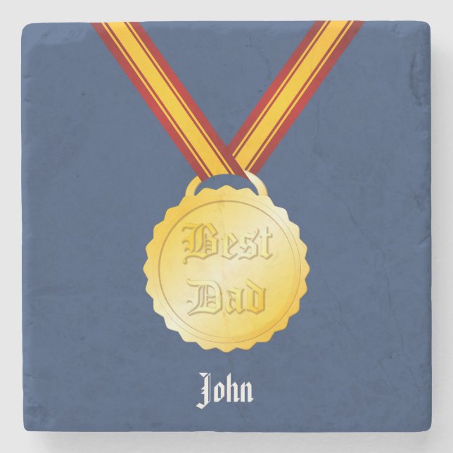 Bästa Pappa Medalj Fars Dag Stenunderlägg (Framsidan)