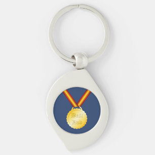 Bästa Pappa Medalj Fars Dag Swirl Silverfärgad Nyckelring