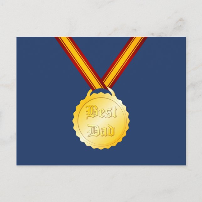 Bästa Pappa Medalj Fars Dag Vykort (Framsida)