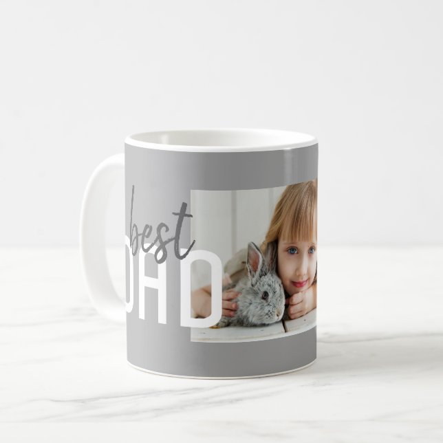 Bästa pappa Modern grå foto Fars dag Kaffemugg (Framsida vänster)
