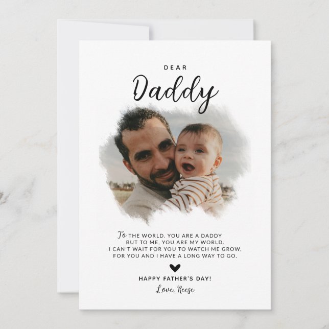 Bästa pappa | Modern Photo Heart Fars dag Kort (Framsida)