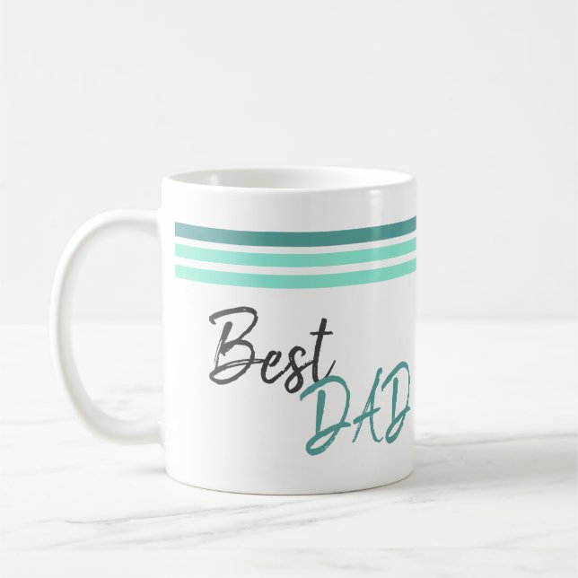 Bästa pappa Modern turkos skrift Fars dag Kaffemugg (Vänster)