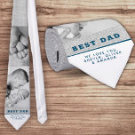 Bästa Pappa-moderna blå Far's Day 2 Photo Collage Slips<br><div class="desc">Bästa Pappa Modern Blue Far's Day 2 Photo Collage halsband. Modern design i blått och vitt färg med grått rustik struktur bakgrund. Anpassa med dina favoritfoton 2 och lägg till namn eller skriva om du vill. Gör en unik och söt nyckelgåva till pappa eller ny pappa och make för Far...</div>