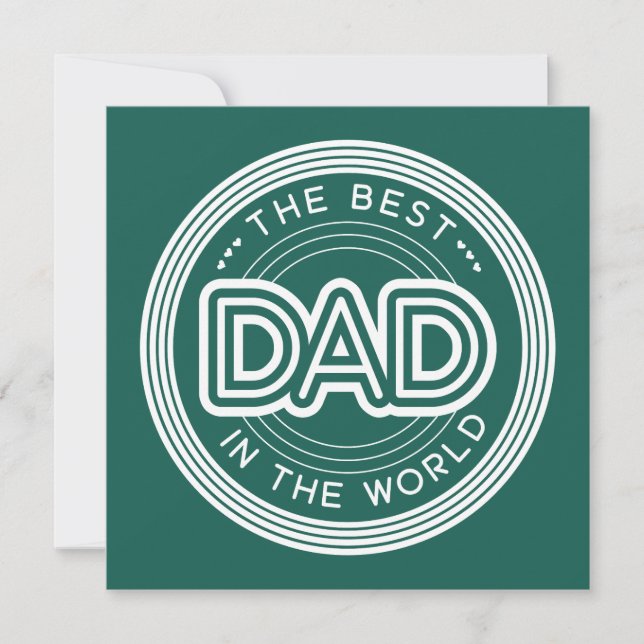 Bästa Pappa Moderna Mörkgröna Fars Dag Kort (Framsida)