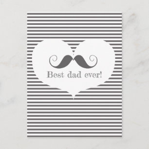 Bästa pappa! Mustache & Grått Rand - Fars dag Vykort