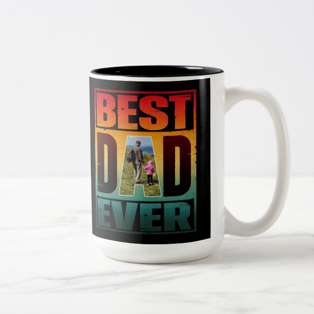 BÄSTA PAPPA NÅGON FARS DAG PERSONLIG BILD Två-Tonad MUGG (Höger)