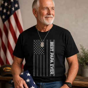 Bästa Pappa Någon Gång Bleknad Amerikansk Flagga F T Shirt