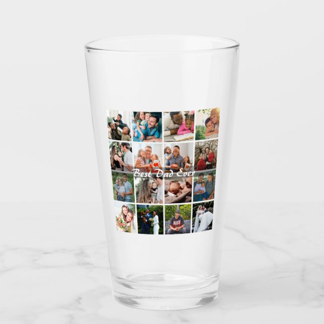 Bästa pappa någonsin 16 Bildcollage Personlig far Glaskopp (Framsida)