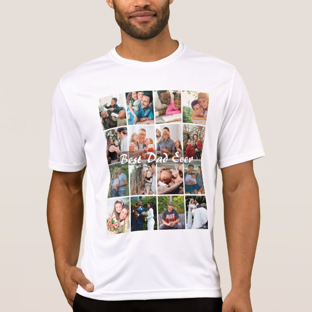 Bästa pappa någonsin 16 Bildcollage Personlig far T Shirt (Framsida)