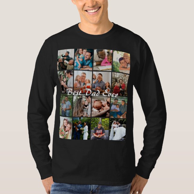 Bästa pappa någonsin 16 Bildcollage Personlig far T Shirt (Framsida)