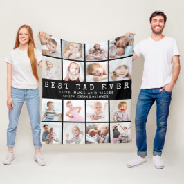 BÄSTA PAPPA NÅGONSIN 16 Fotokollage Svart Fleecefilt