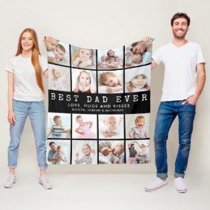 BÄSTA PAPPA NÅGONSIN 16 Fotokollage Svart Fleecefilt