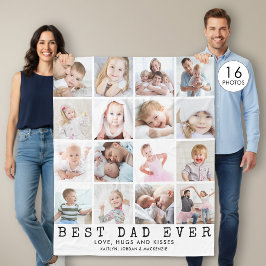 BÄSTA PAPPA NÅGONSIN 16 Fotokollage Vitt Fleecefilt