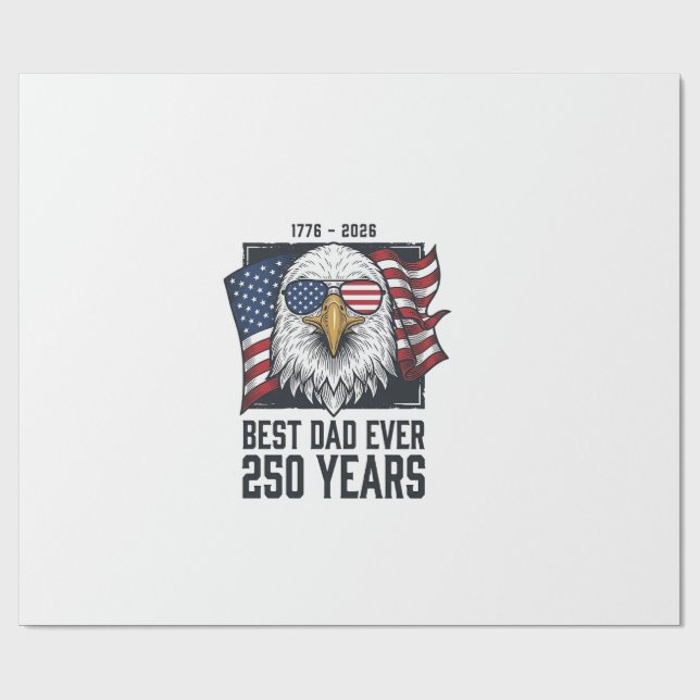 Bästa pappa någonsin 250 år Patriotisk örn Pappa T Presentpapper (Platt)
