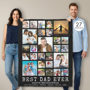 BÄSTA PAPPA NÅGONSIN 27 Foto Collage Din Text Svar Fleecefilt