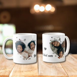 Bästa pappa någonsin, 2 anpassningsbars hjärtfoton kaffemugg