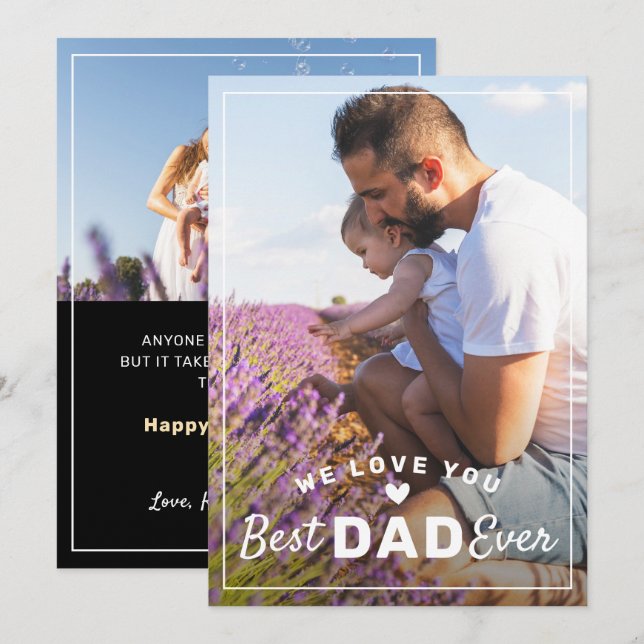 Bästa Pappa någonsin, 2 foto Modern Black Fars dag Julkort (Fram/baksida)