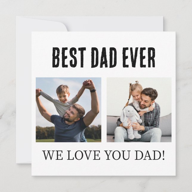 Bästa Pappa någonsin 2 Photo Collage Fars dag Gift Julkort (Framsida)