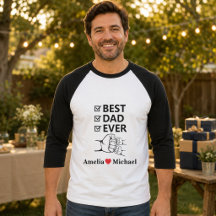 Bästa pappa någonsin 3/4-ärmad personlig T-shirt