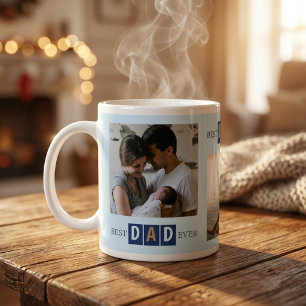 Bästa pappa någonsin 3 Foto Cool typografi Jumbo Mugg