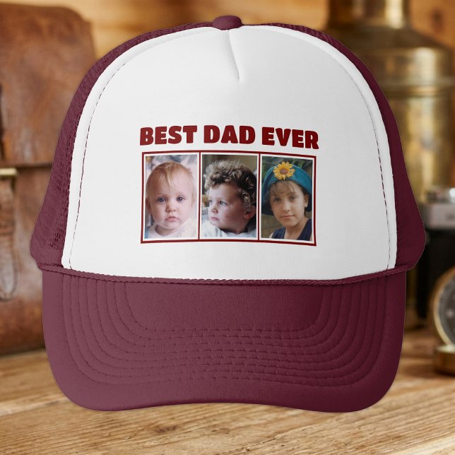 Bästa pappa någonsin 3 foto vinröd vit keps (Skapare uppladdad)