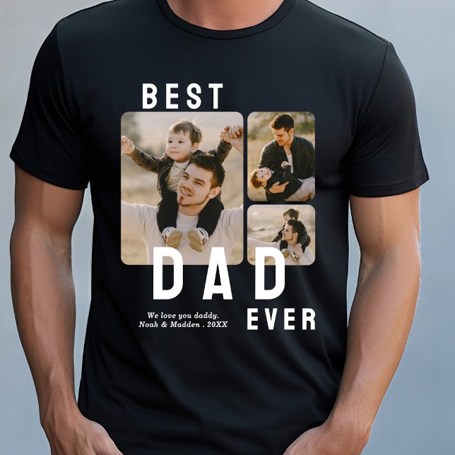 Bästa Pappa någonsin, 3 fotokollage Fars dag T Shirt (Skapare uppladdad)