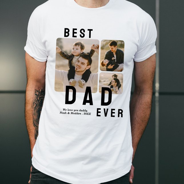 Bästa Pappa någonsin, 3 fotokollage Fars dag T Shirt (Skapare uppladdad)