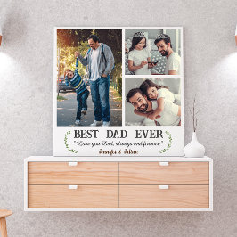 Bästa Pappa någonsin, 3 fotokollage fars dag vit Poster
