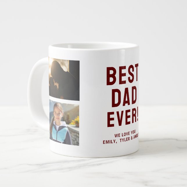 Bästa pappa någonsin 4 Foto Collage Jumbo Mugg (Framsida vänster)